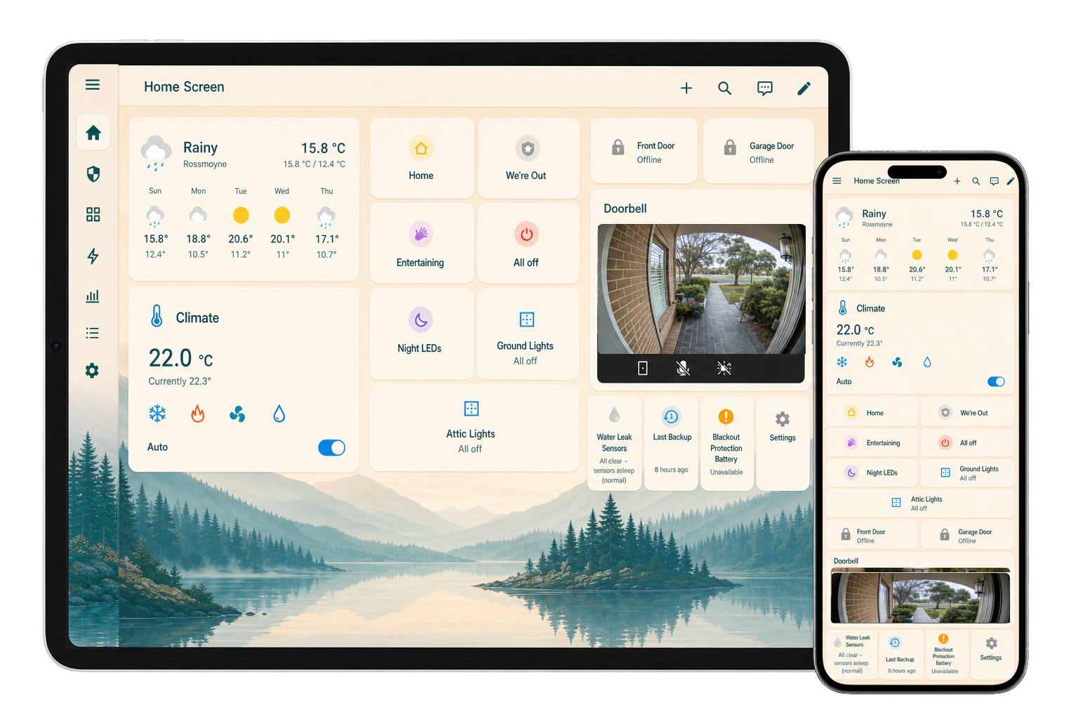 Brightgate staging smart-home dashboard configured for a new build